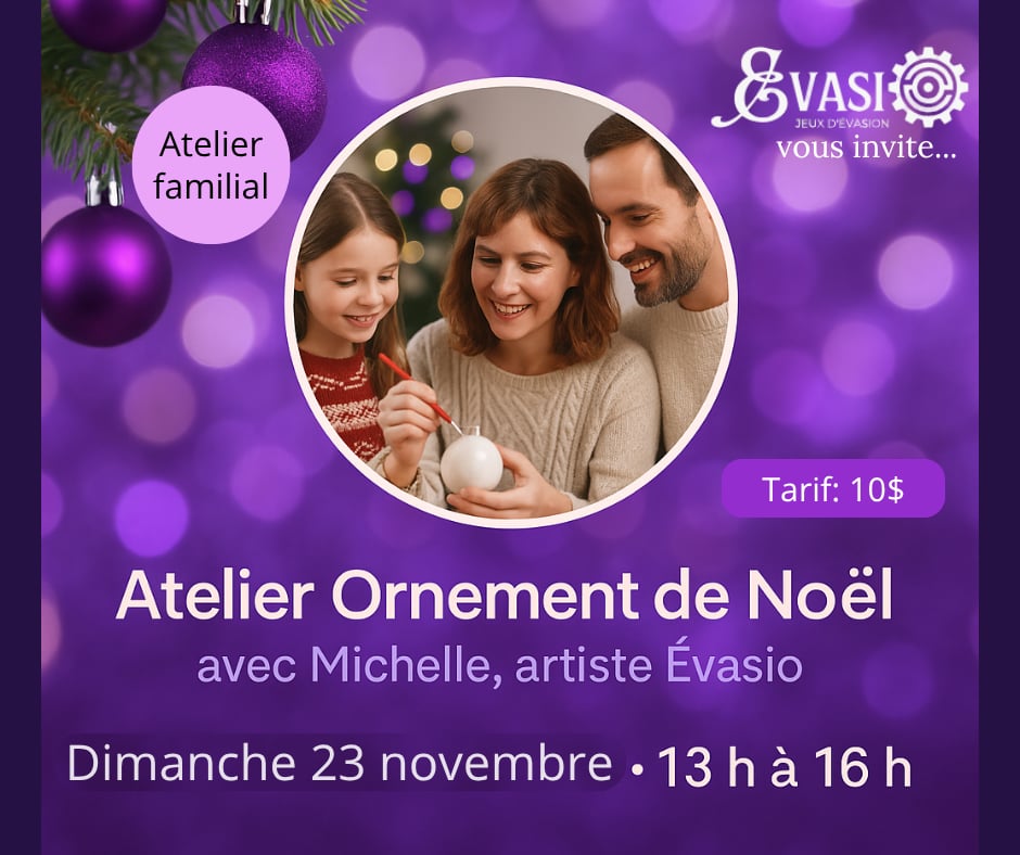 Atelier familial -Fabrication d’ornements de Noël !